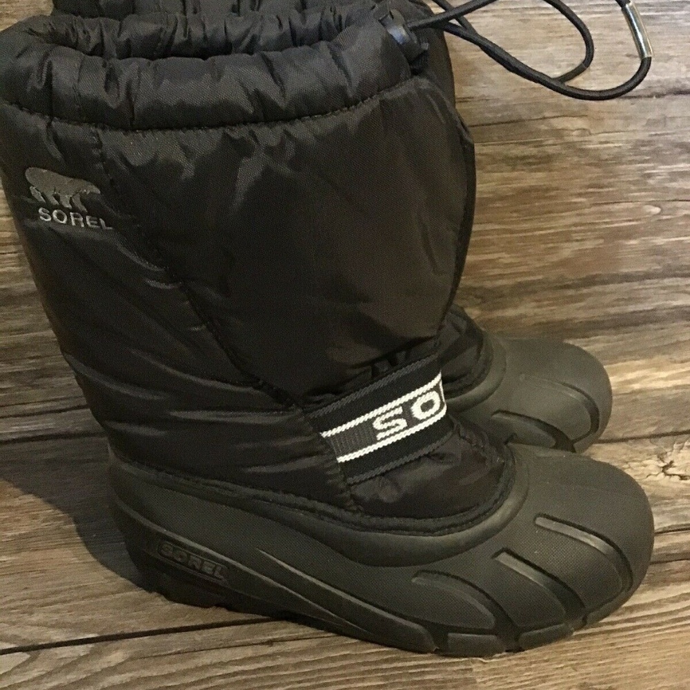 SOREL Black Snow Boots Fleece Lined/Waterproof Kid - Picture 3 of 7